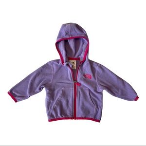 The North Face Baby Girl Purple Pink Full Zip Fleece Hooded Sweater 3-6 Months